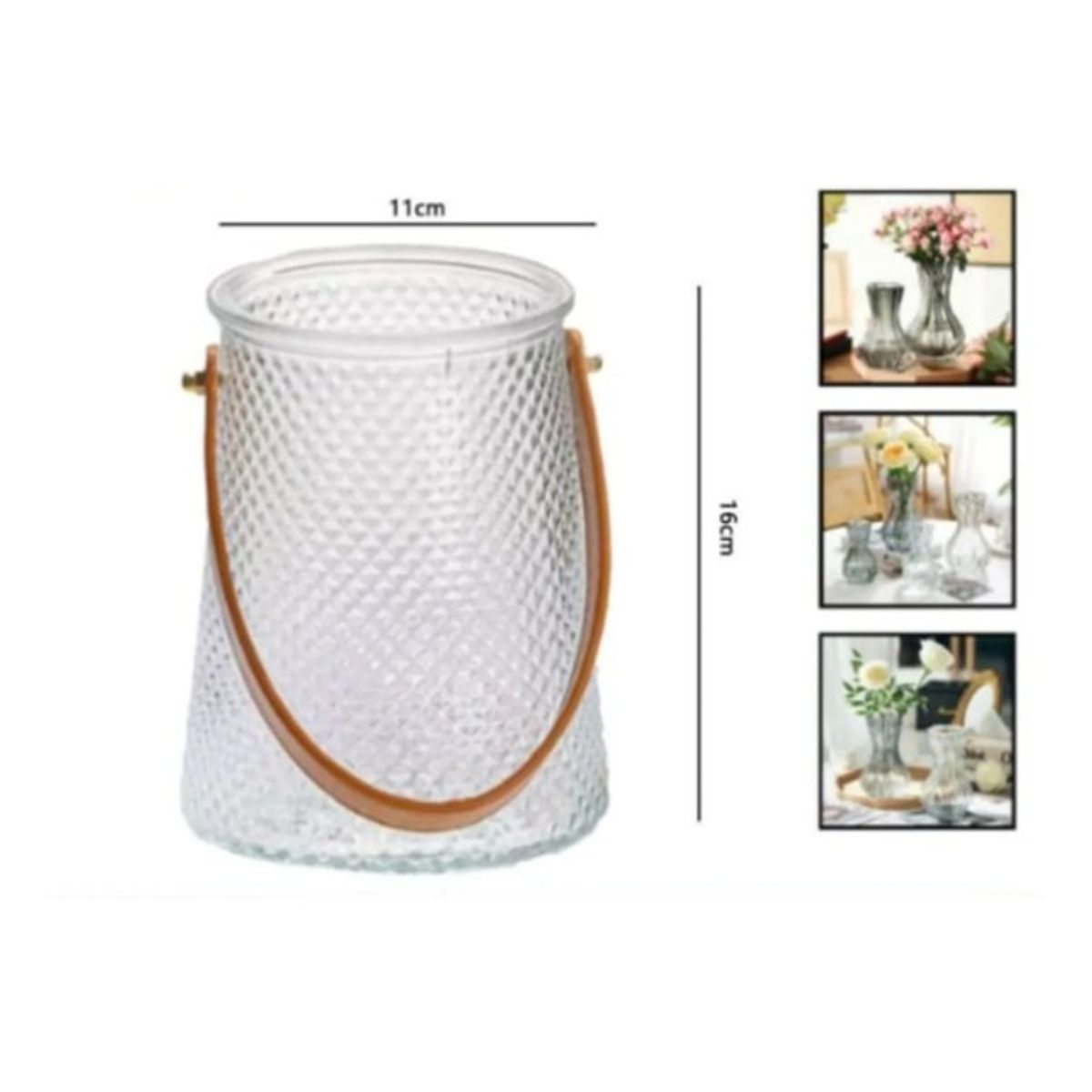 GENERICO - Macetero De Vidrio 16Cm Para Flores Florero