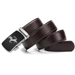 SN SONEC - Cinturón ejecutivo hebilla automática hombre Cavallino Plateado