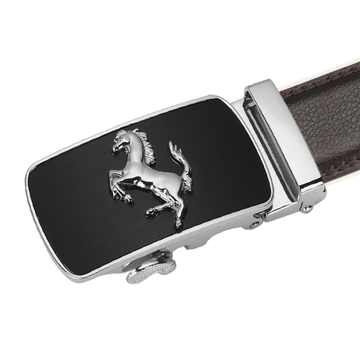 SN SONEC - Cinturón ejecutivo hebilla automática hombre Cavallino Plateado