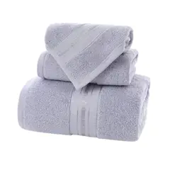 GARSIL - Pack 3 Toallas Cuerpo Mano Y Cara 100% Algodon Absorbentes Gris Liso