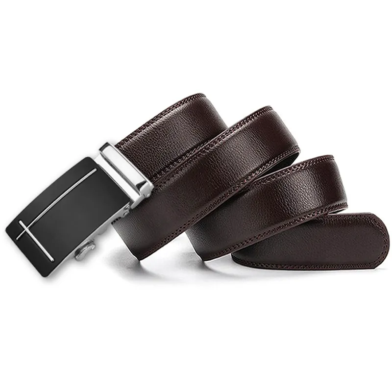 SN SONEC - Cinturón Hombre ejecutivo Hebilla automática modelo Salib Plateado