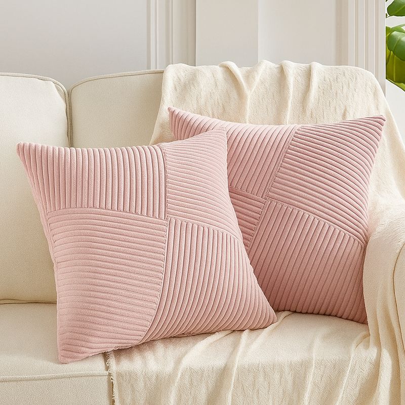 GENERICO - Pack 2 Fundas De Cojín 45x45 Rosa Estilo Acanalado