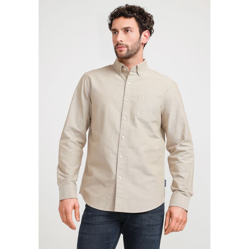 PERRY ELLIS - Camisa Hombre Oxford Khaki