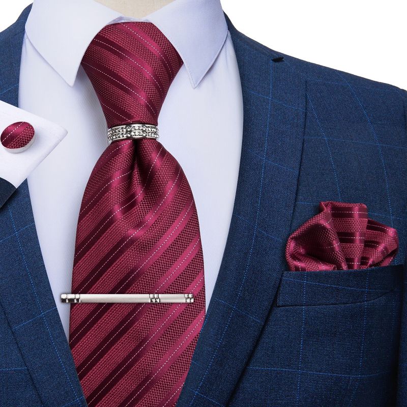 SN SONEC - Corbata Hombre Formal Clip sujetador anillo paño y colleras Regalo