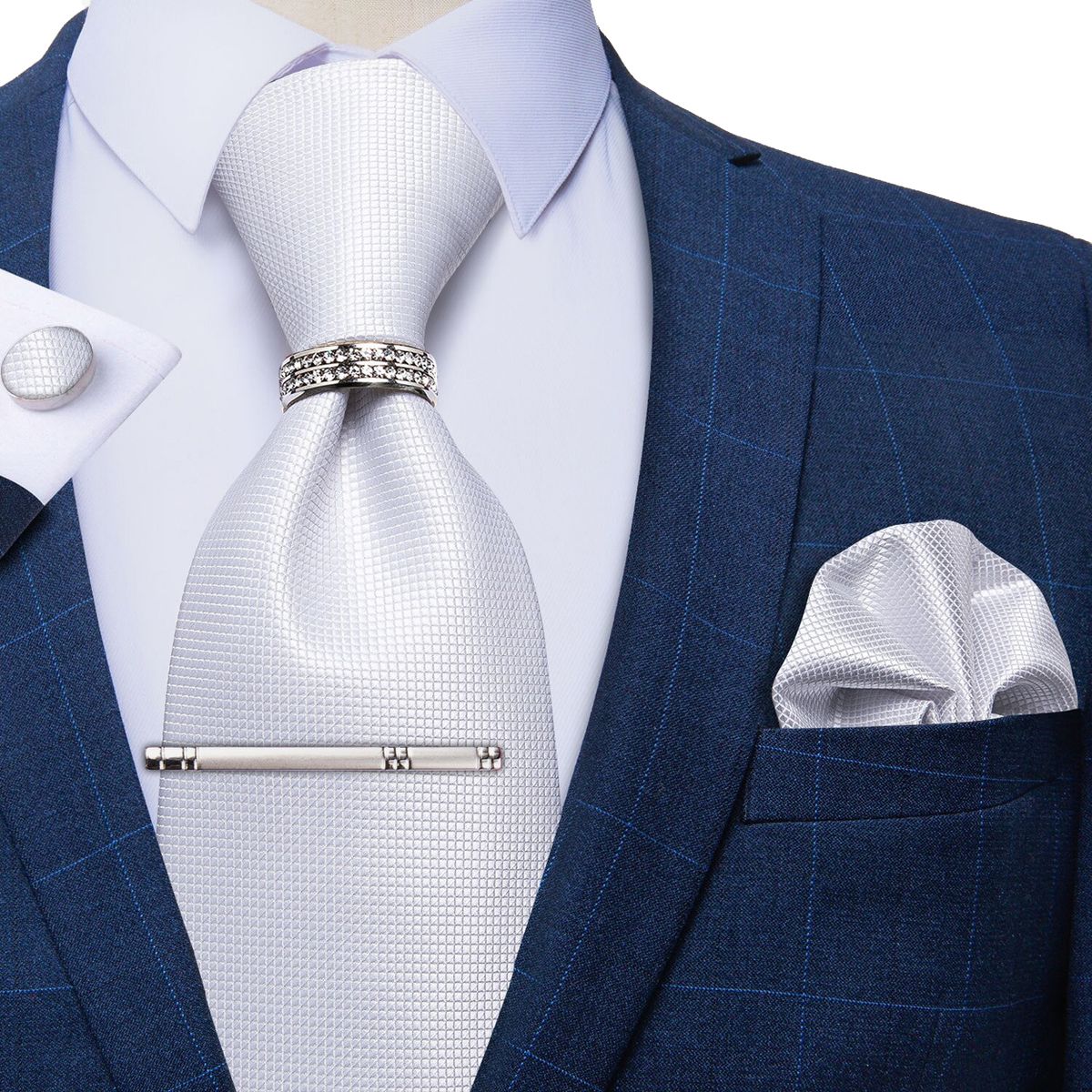 SN SONEC - Corbata Hombre Formal Clip sujetador anillo paño y colleras Regalo