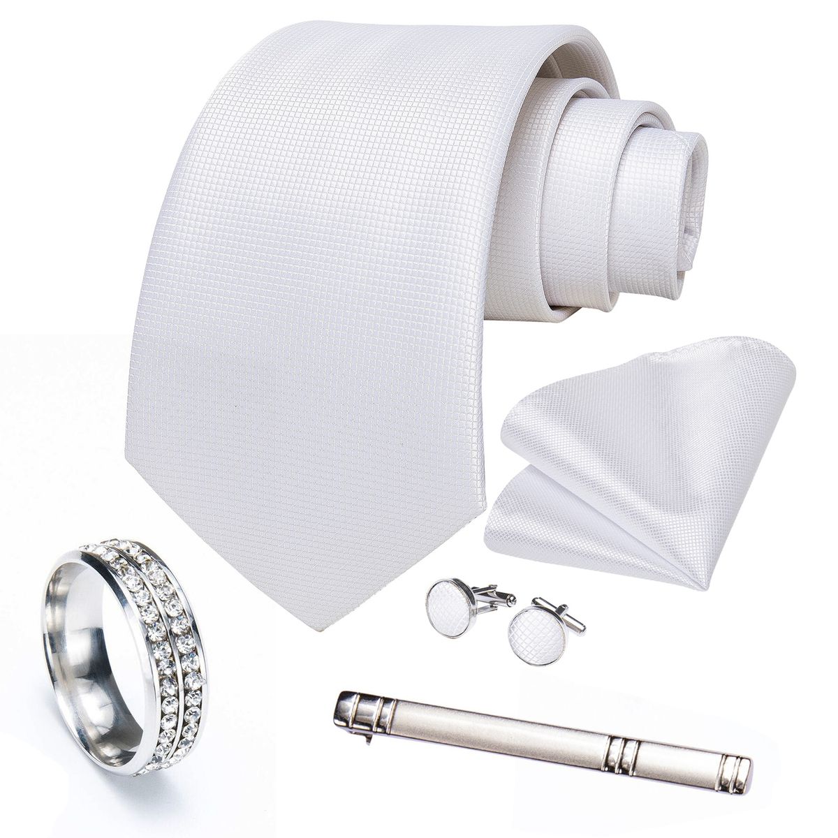 SN SONEC - Corbata Hombre Formal Clip sujetador anillo paño y colleras Regalo