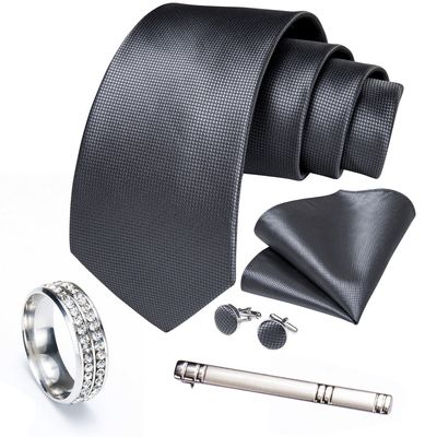 Imagen 2 del producto Corbata Hombre Formal Clip sujetador anillo paño y colleras Regalo