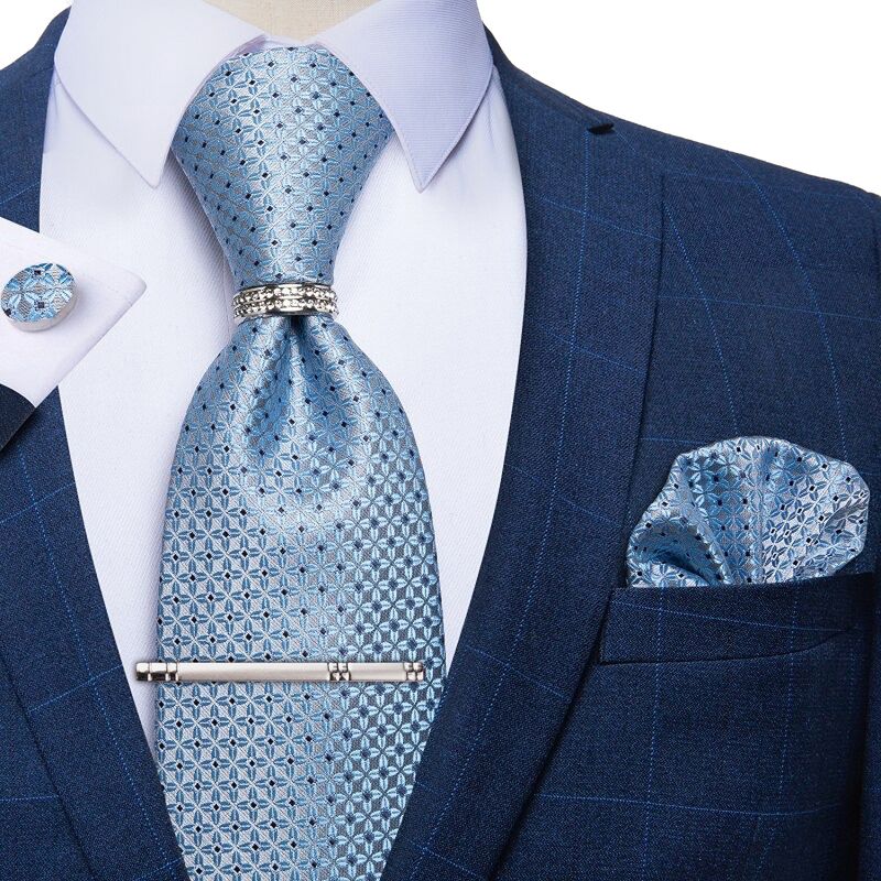 SN SONEC - Corbata Hombre Formal Clip sujetador anillo paño y colleras Regalo