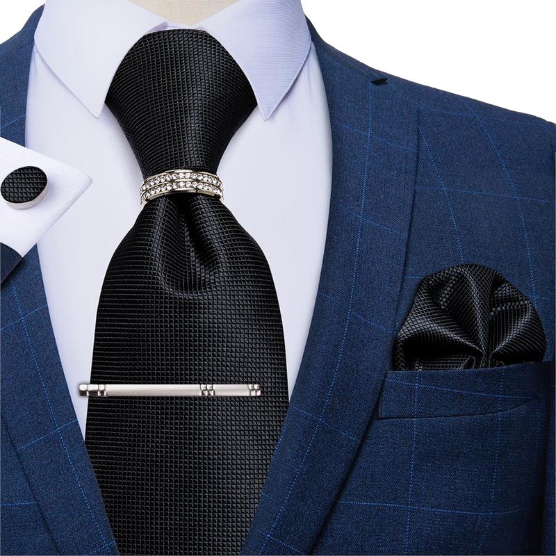 SN SONEC - Corbata Hombre Formal Clip sujetador anillo paño y colleras Regalo