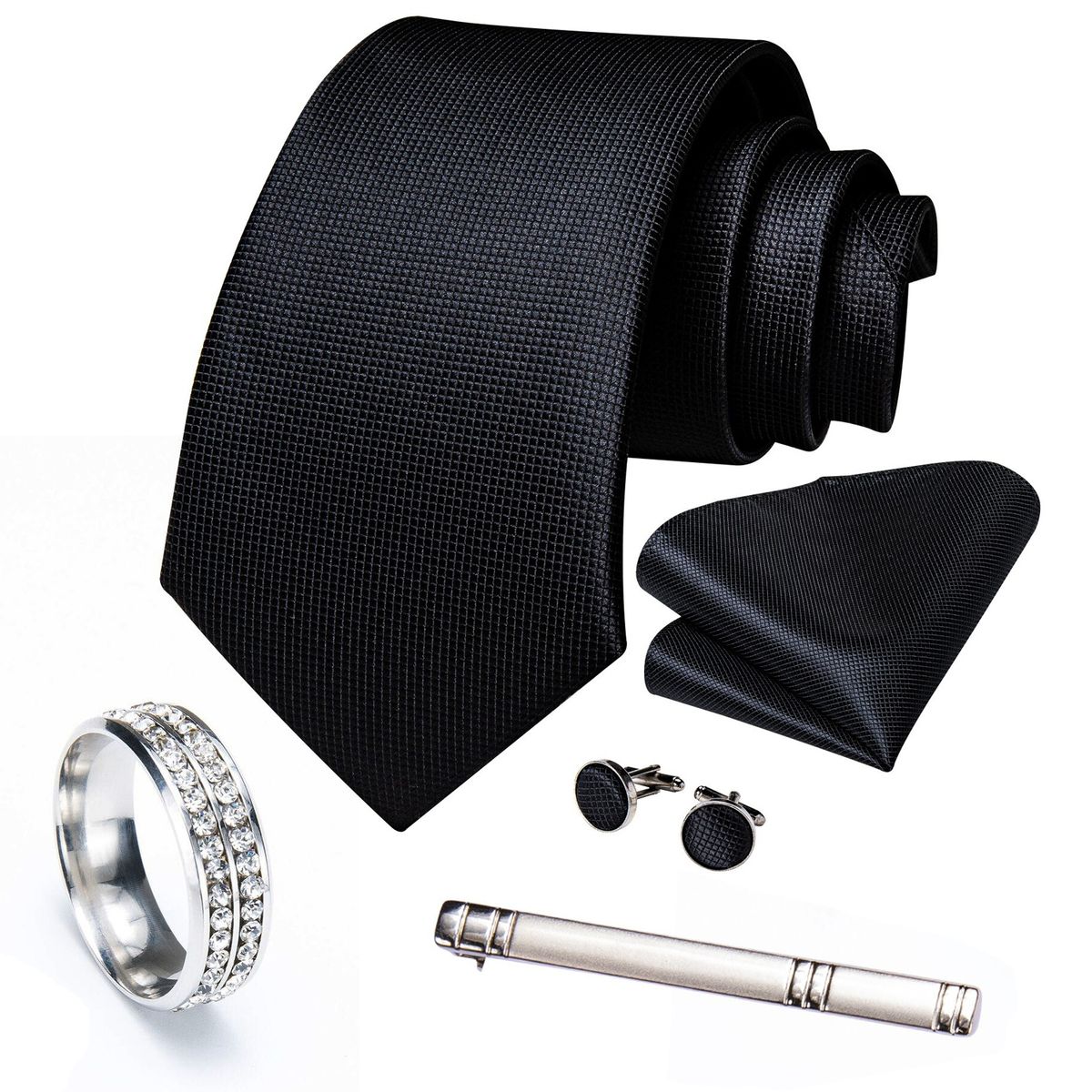 SN SONEC - Corbata Hombre Formal Clip sujetador anillo paño y colleras Regalo