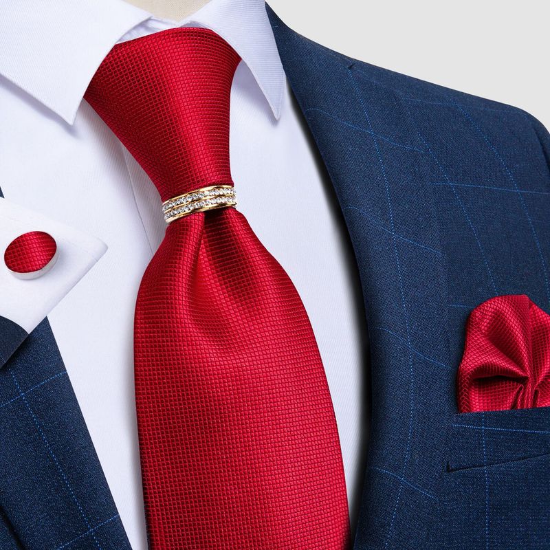SN SONEC - Corbata Hombre Seda En Caja Anillo Dorado Paño Colleras Set Pack