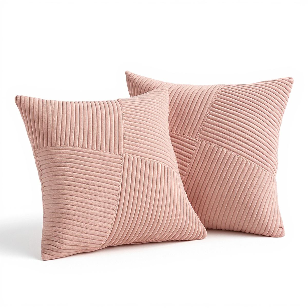 GENERICO - Pack 2 Fundas De Cojín Textura Acanalada Rosa