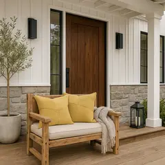 GENERICO - Pack 2 Fundas De Cojín 45x45 Mostaza Estilo Acanalado