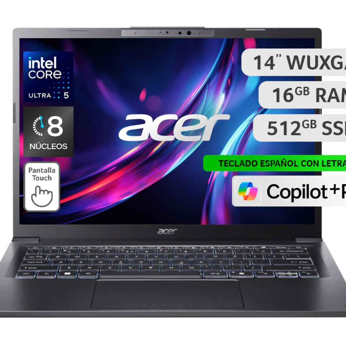 ACER - Notebook Aspire 14 A14-52MT-59PE - Intel Core  Ultra 5 - 16GB RAM - 512GB SSD - 14 Pulgadas WQXGA