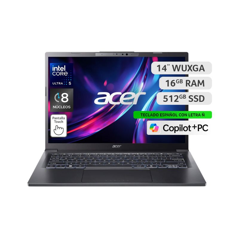 ACER - Notebook Aspire 14 A14-52MT-59PE - Intel Core  Ultra 5 - 16GB RAM - 512GB SSD - 14 Pulgadas WQXGA
