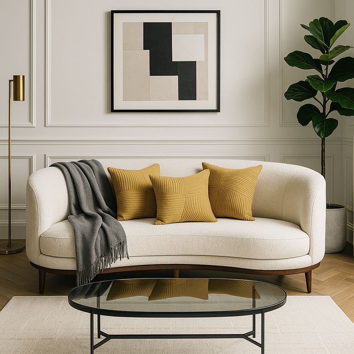 GENERICO - Pack de 3 Fundas Para Cojín Modelo Acanalado Lineas Mostaza 45x45