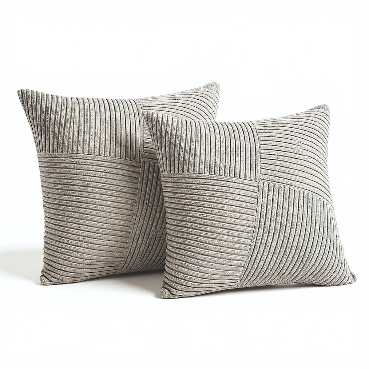 GENERICO - Pack 2 Fundas De Cojín 45x45 Gris Estilo Acanalado