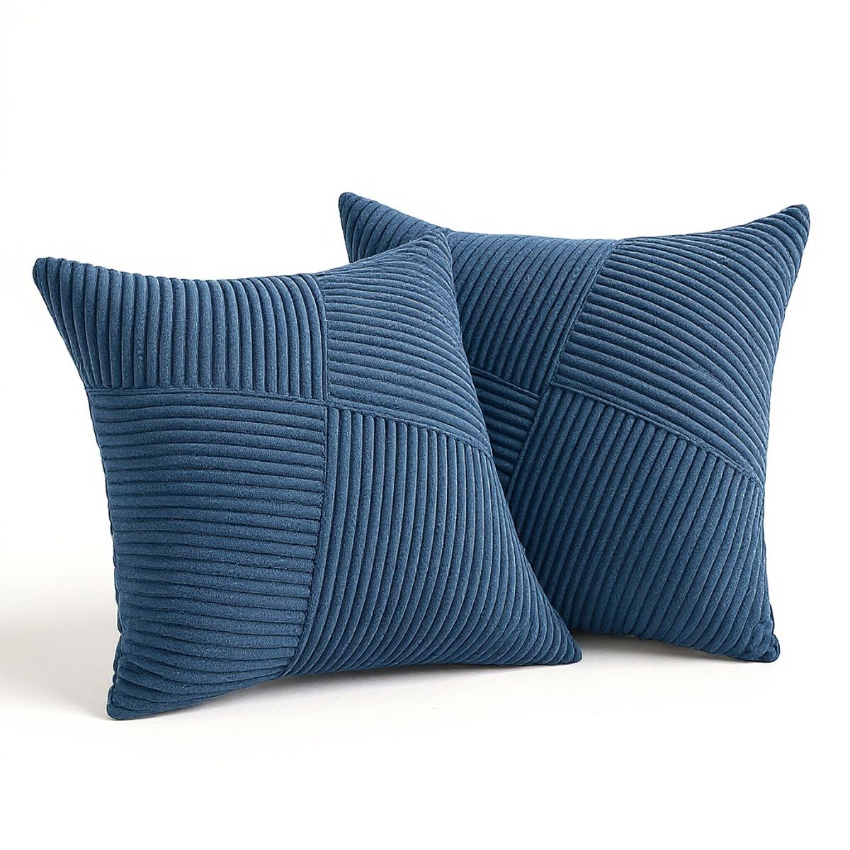 GENERICO - Pack 2 Fundas De Cojín Textura Acanalada Azul