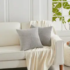 GENERICO - Pack 2 Fundas Para Cojin Color Gris Modelo Acanalado