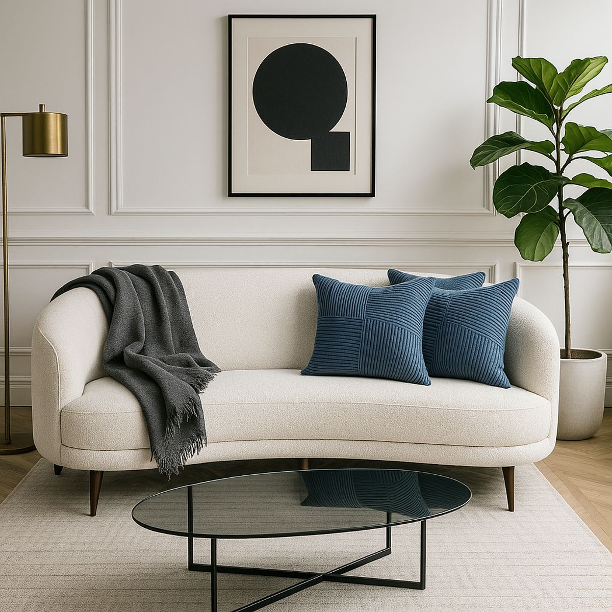 GENERICO - Pack de 3 Fundas Para Cojín Modelo Acanalado Lineas Azul 45x45