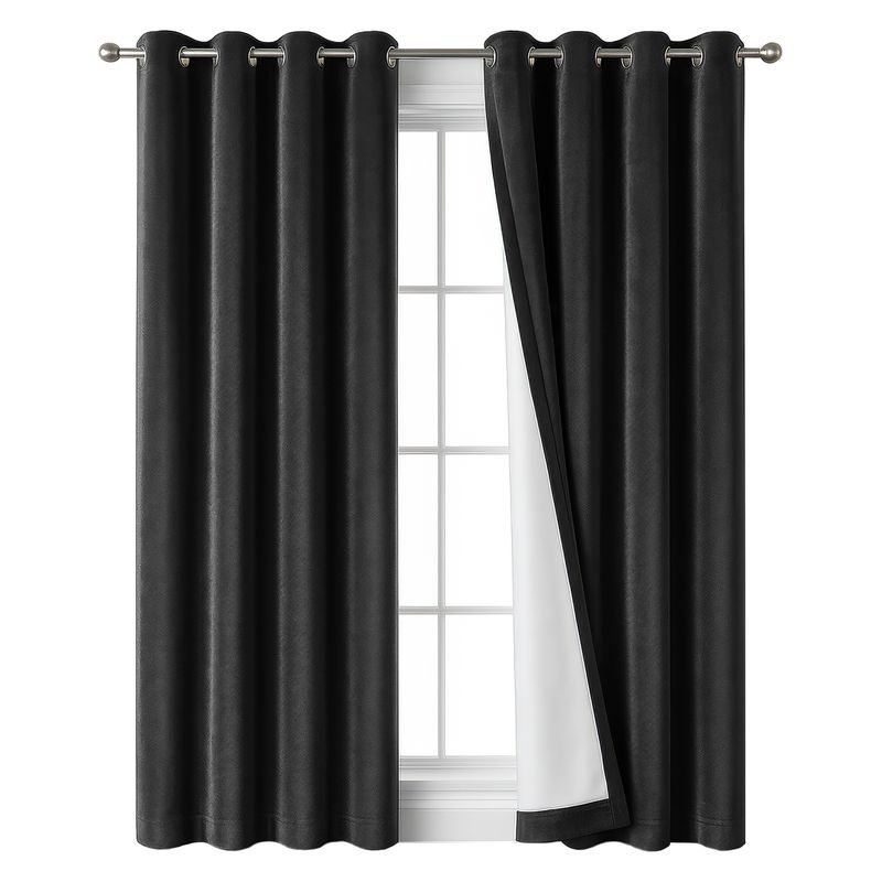 OKAERI - CORTINA BLACKOUT 100% 140x230CM TEXTURA TERCIOPELO - Negro