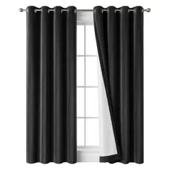 OKAERI - CORTINA BLACKOUT 100% 140x230CM TEXTURA TERCIOPELO - Negro