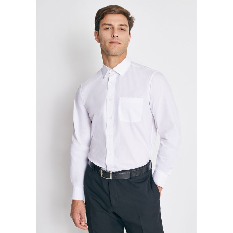MAVIANNI - Camisa Formal Básica Lisa Regular Poplin Blanco Mavianni