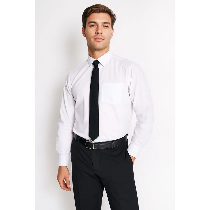 MAVIANNI - Camisa Formal Básica Lisa Regular Poplin Blanco Mavianni