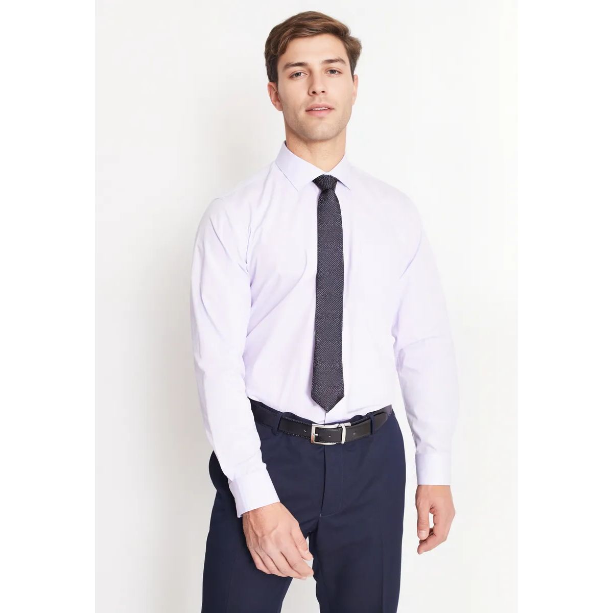 MAVIANNI - Camisa Formal Básica Lisa Regular Poplin Lila