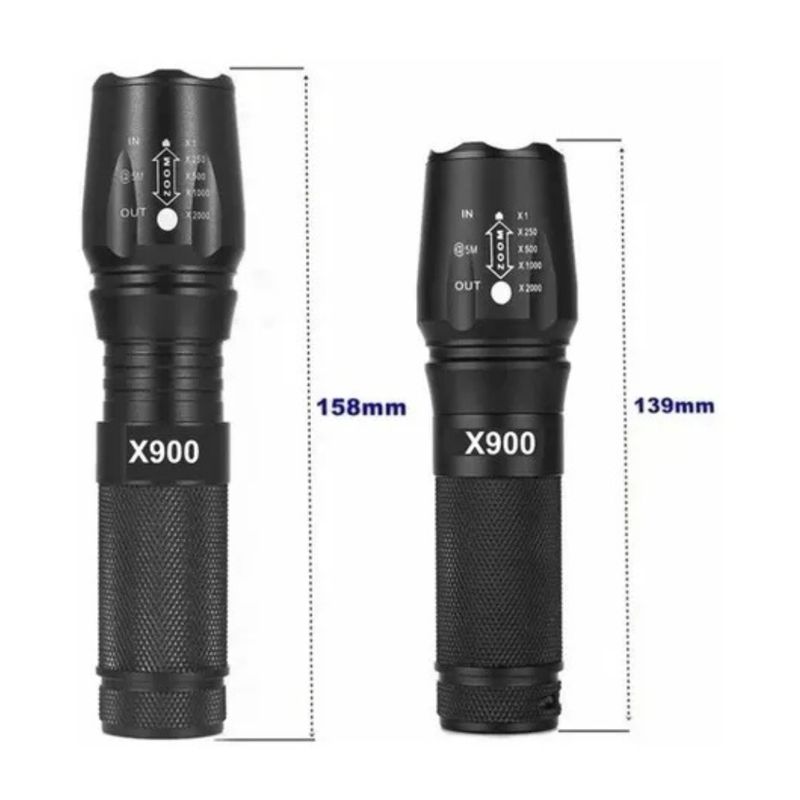 GENERICO - LINTERNA RECARGABLE CON ZOOM MRY7014 NEGRO CON CARGADOR