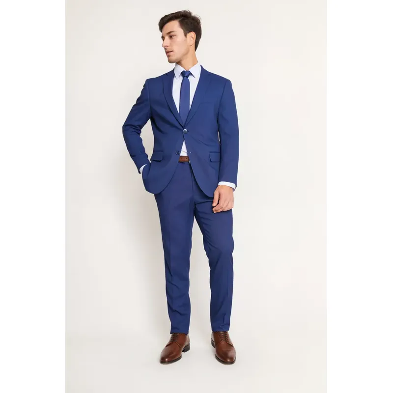 MAVIANNI - Traje Formal Básico Slim Fantasía Azul Medio