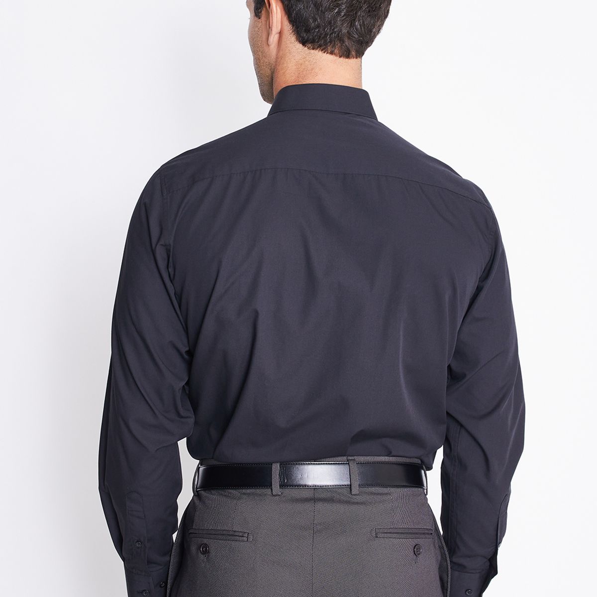 MAVIANNI - Camisa Formal Básica Lisa Regular Poplin Negro