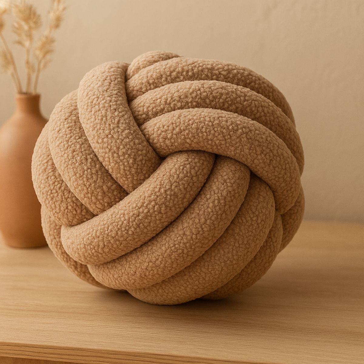 GENERICO - Cojín Nudo Crema Decorativo y Sofisticado para Hogar