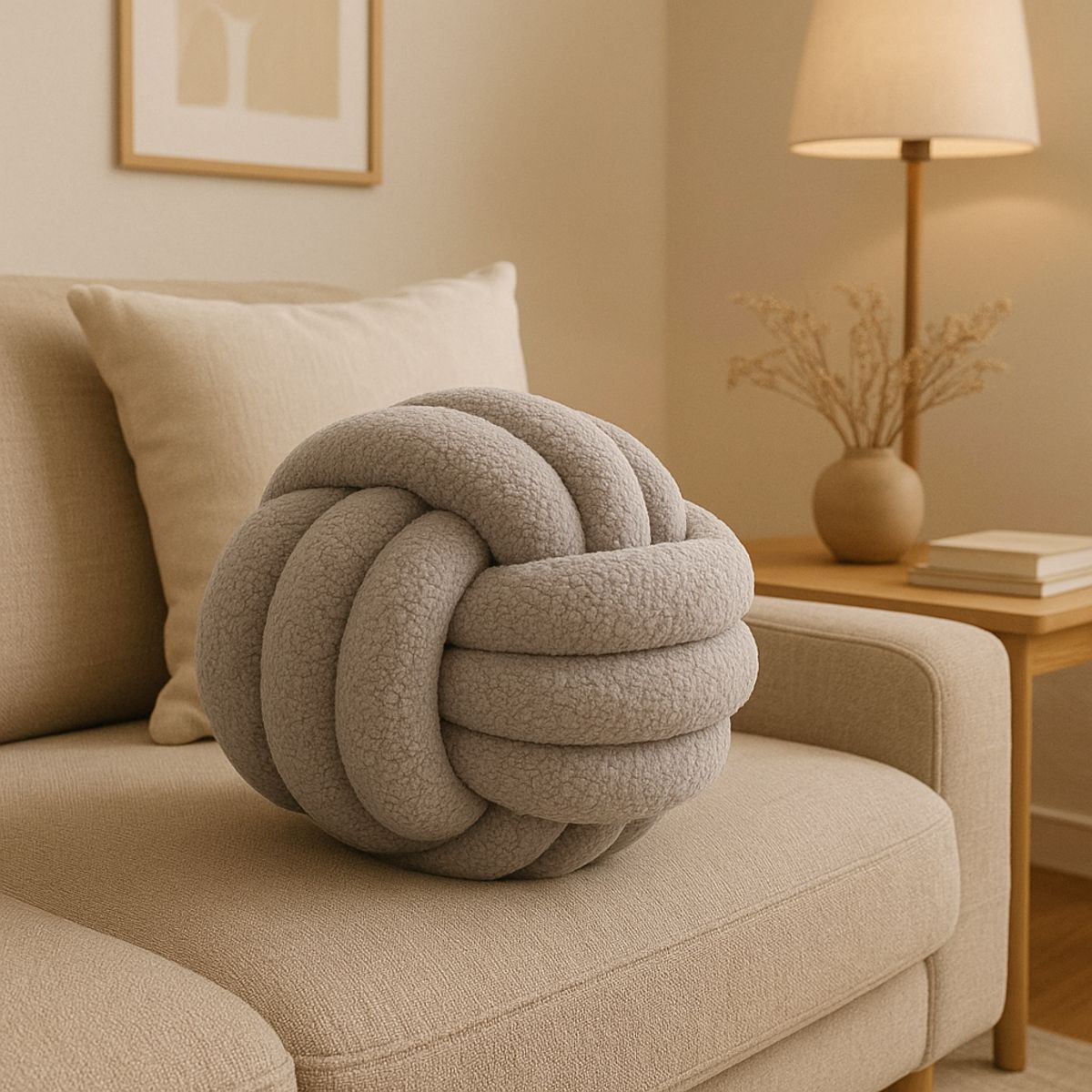 GENERICO - Excelencia en Cojín Nudo Decorativo Gris Estilo Contemporáneo