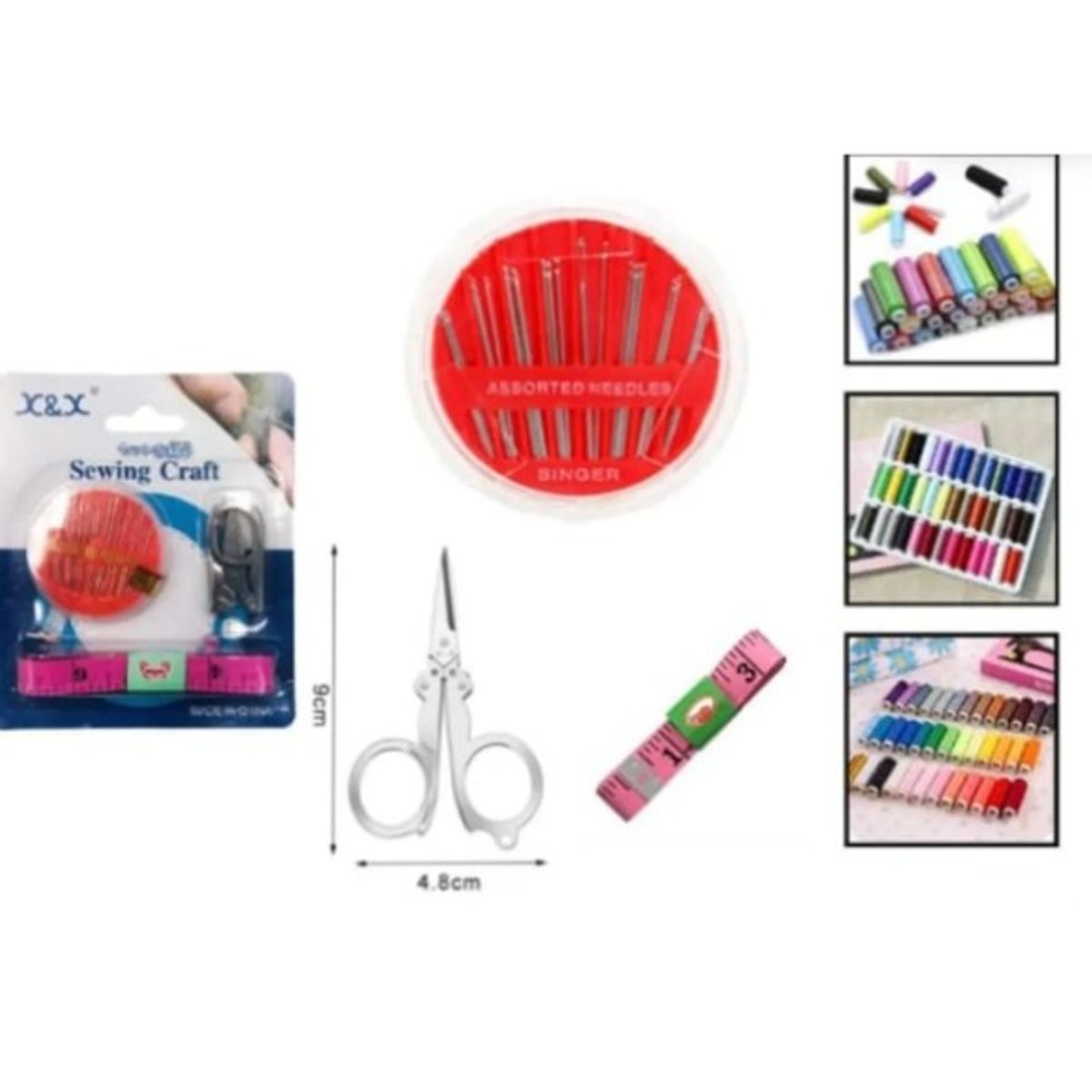 GENERICO - Set 12 Agujas De Coser Mas Tijera Mas Cinta Metrica