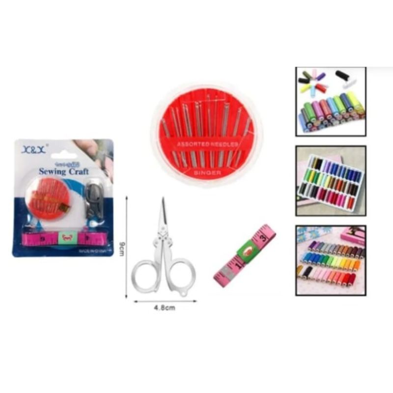 GENERICO - Set 12 Agujas De Coser Mas Tijera Mas Cinta Metrica