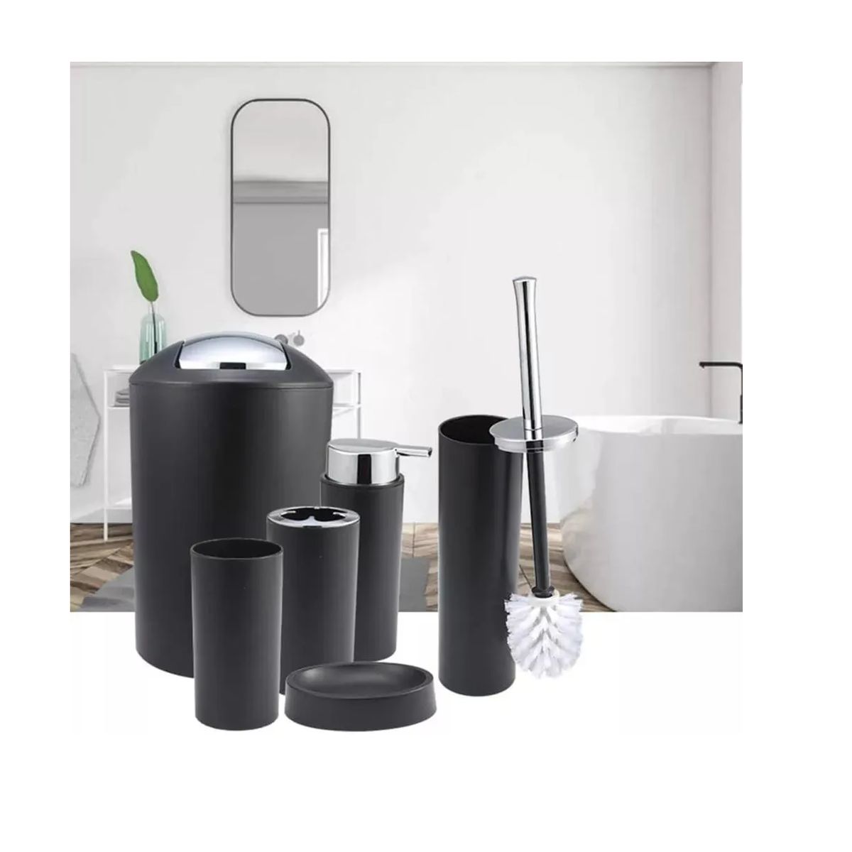 CARIBEE - Set Juego De Baño Elegante 6 Piezas Negro