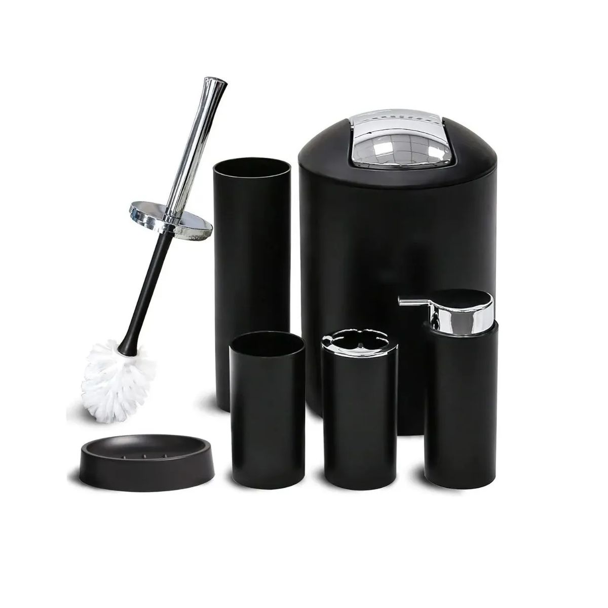 CARIBEE - Set Juego De Baño Elegante 6 Piezas Negro
