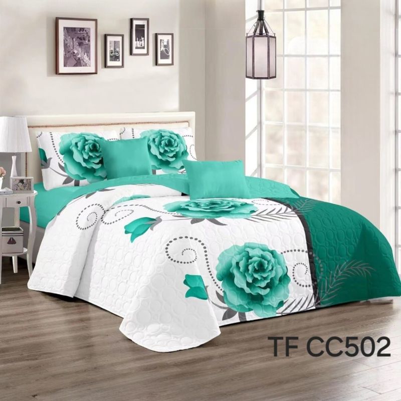 ANGELES DEL HOGAR - CUBRECAMA QUILT DE VERANO CON DISEÑO TF PLAZA Y MEDIA