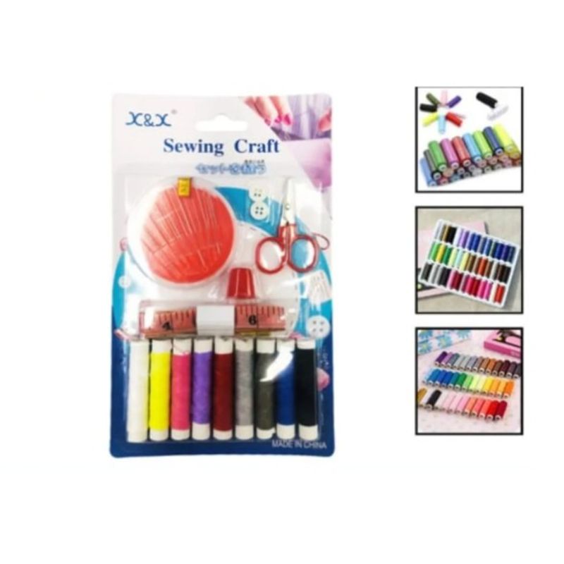 GENERICO - Set 9 Hilos De Coser Mas Tijera Mas Cinta Metrica Mas Agujas