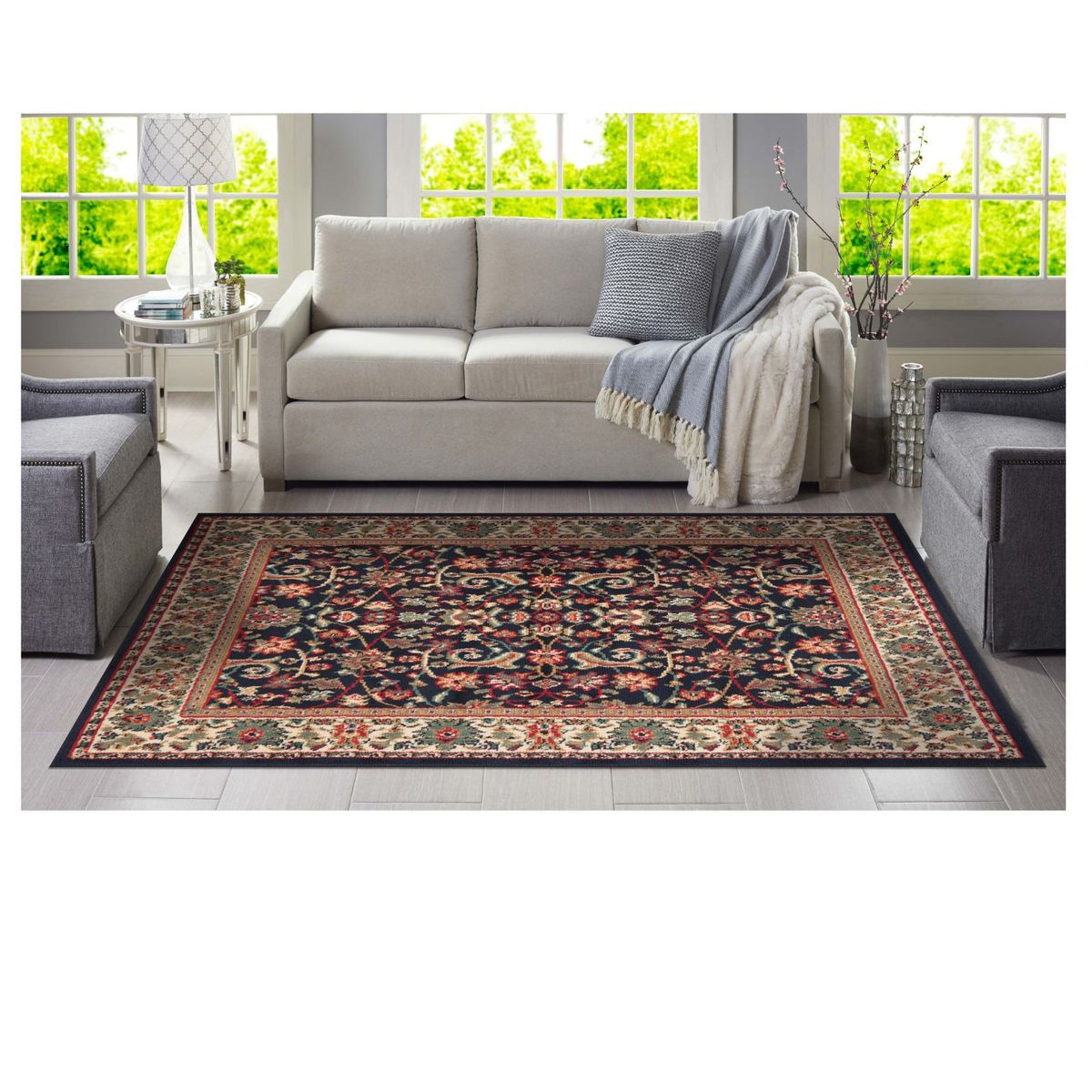 CANNON - Alfombra Hibisco Negro 133x180