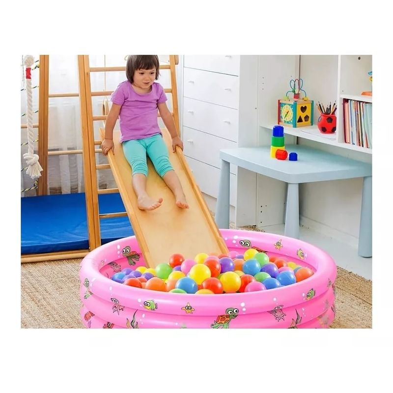CARIBEE - Piscina Redonda Inflable Niños Anillos Rosada