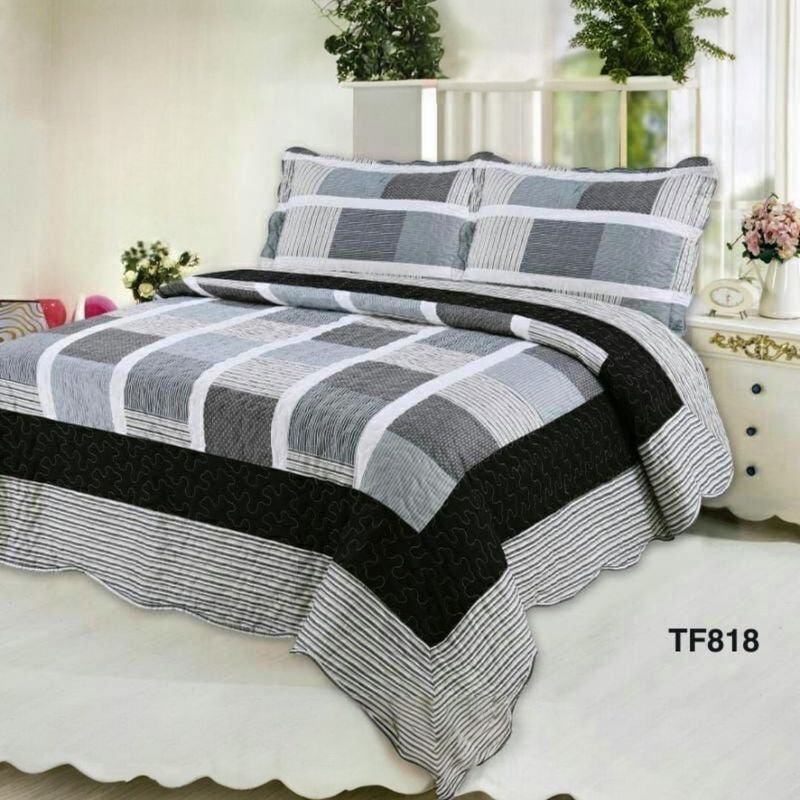 ANGELES DEL HOGAR - CUBRECAMA QUILT DE VERANO CON DISEÑO TF PLAZA Y MEDIA