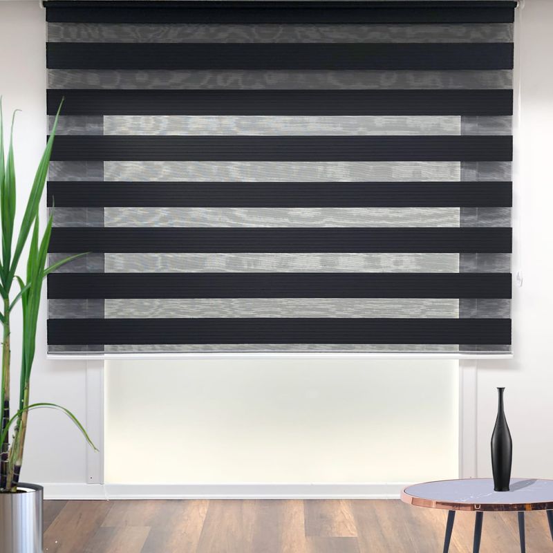 GENERICO - Cortina Persiana Roller Zebra Negra 140x200