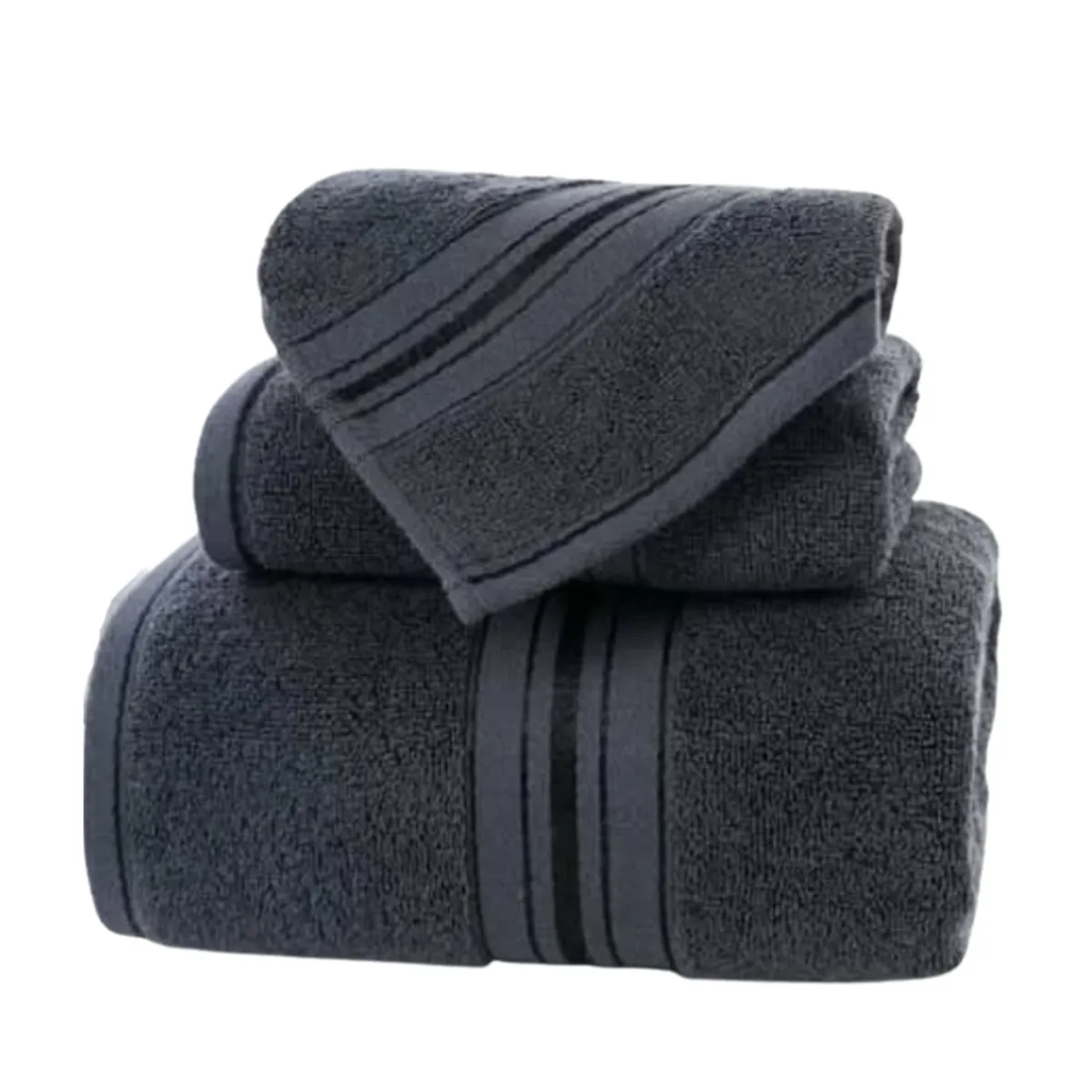 GARSIL - Pack 3 Toallas Cuerpo Mano Y Cara 100% Algodon Gris Oscuro
