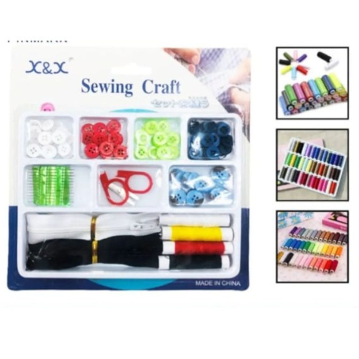 GENERICO - Set Articulos Para Costura Hilos-Tijera-Botones