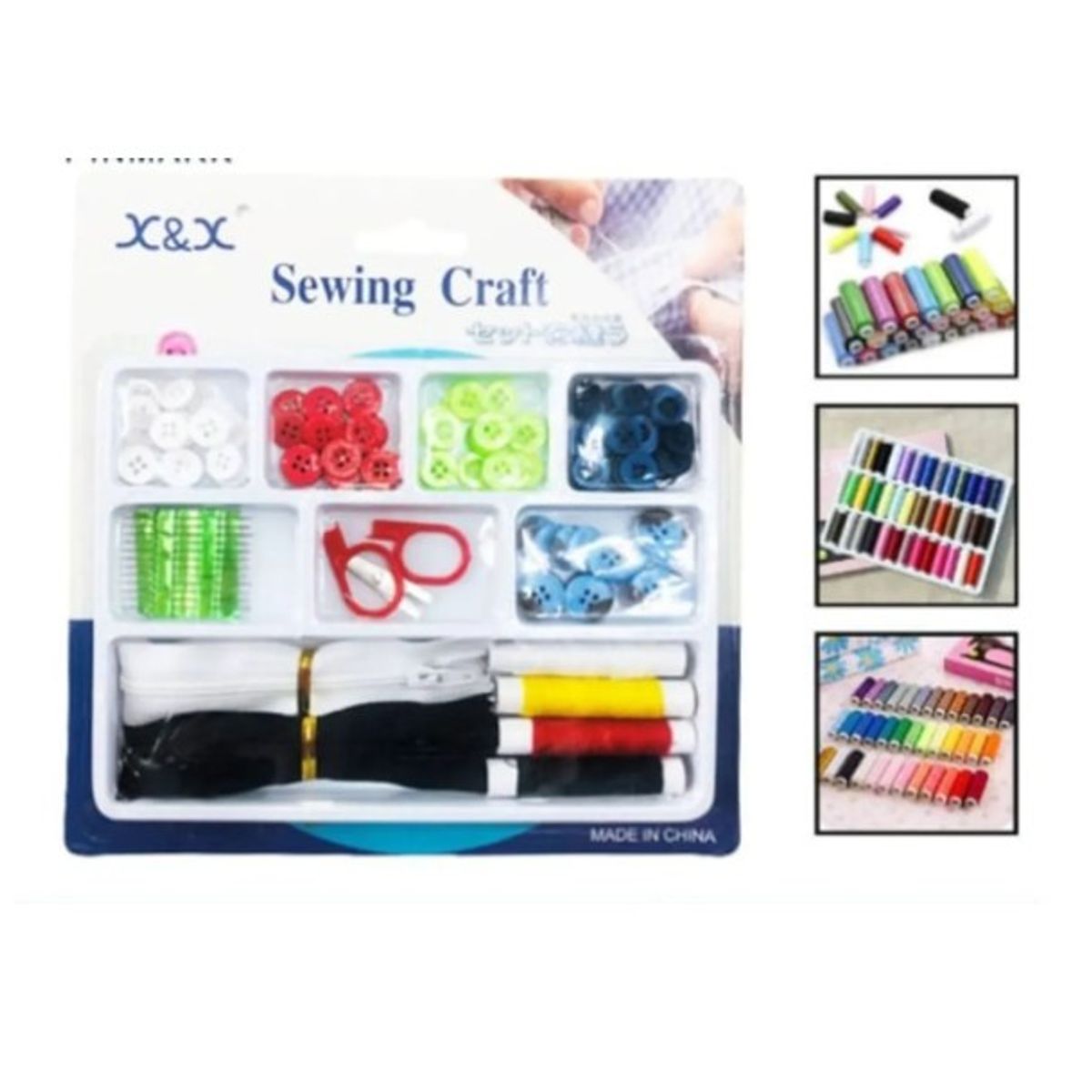 GENERICO - Set Articulos Para Costura Hilos-Tijera-Botones