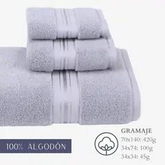 GARSIL - Pack 3 Toallas Cuerpo Mano Y Cara 100% Algodon Absorbentes Gris