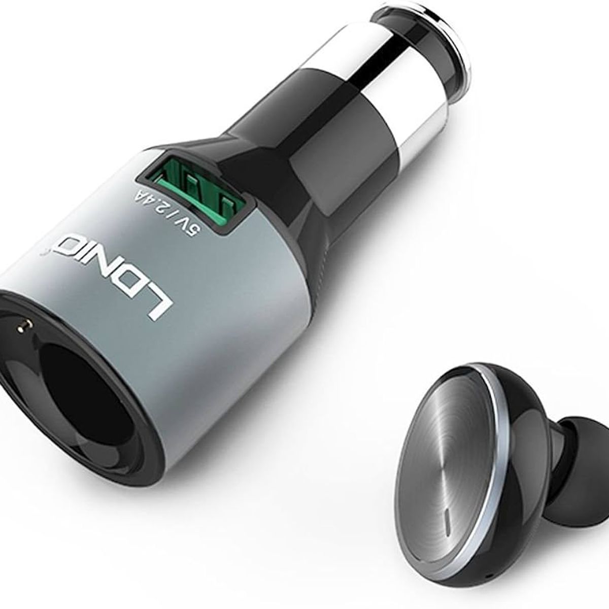 LDNIO - Cargador de Auto con Auricular Bluetooth Integrado LDNIO CM20 USB 2.4A