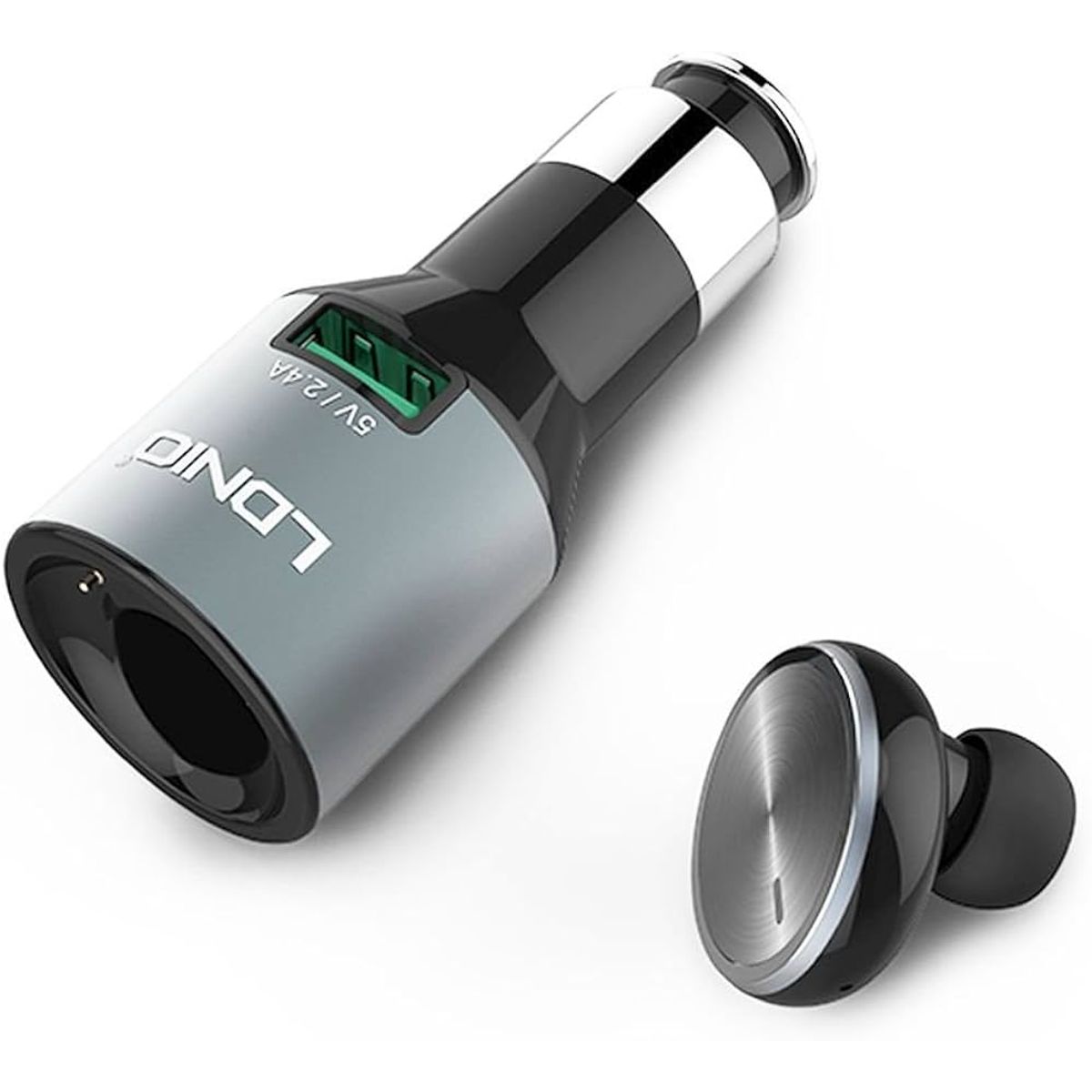 LDNIO - Cargador de Auto con Auricular Bluetooth Integrado LDNIO CM20 USB 2.4A